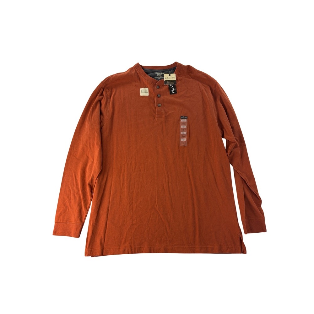 St. Johns Bay Mens Henley Shirt XLT Sueded Jersey Long Sleeve Big & Tall NWT